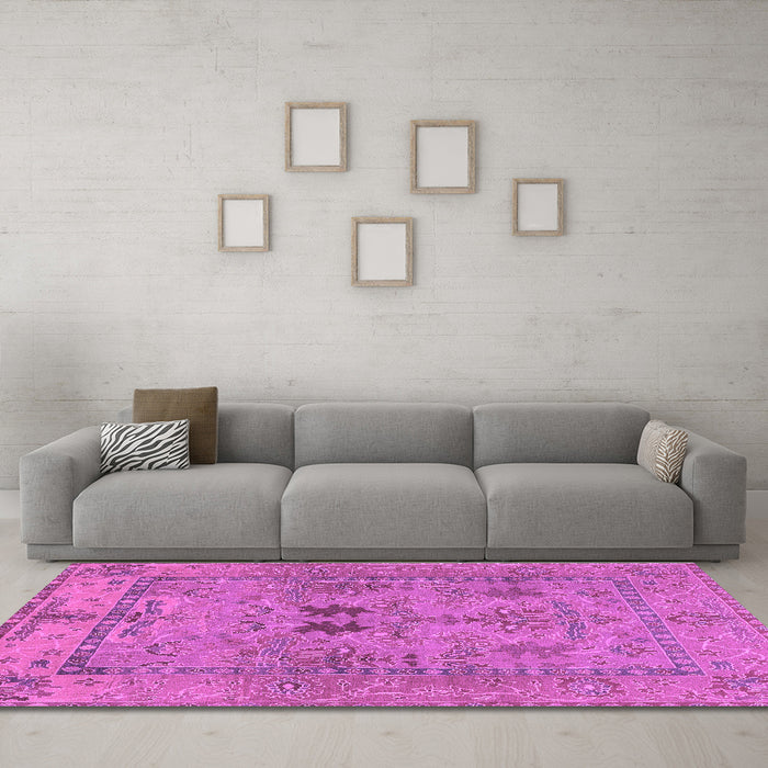 Machine Washable Abstract Purple Modern Area Rugs in a Living Room, wshabs1670pur