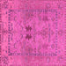 Square Machine Washable Abstract Pink Modern Rug, wshabs1670pnk