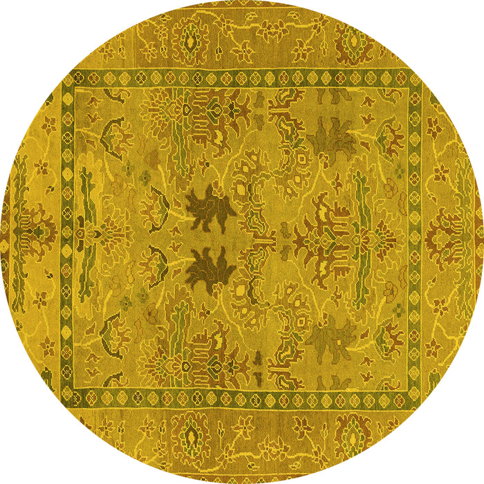 Round Abstract Yellow Modern Rug, abs1670yw
