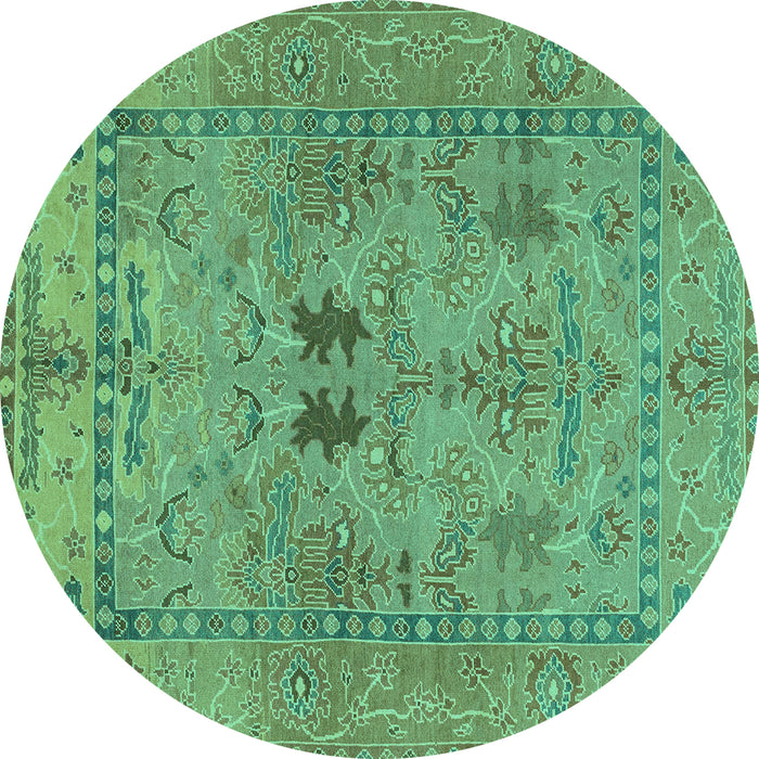 Round Abstract Turquoise Modern Rug, abs1670turq