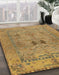 Abstract Gold Modern Rug in Family Room, abs1670