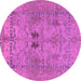 Round Machine Washable Abstract Purple Modern Area Rugs, wshabs1670pur