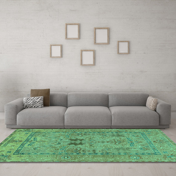 Machine Washable Abstract Turquoise Modern Area Rugs in a Living Room,, wshabs1670turq
