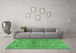 Machine Washable Abstract Emerald Green Modern Area Rugs in a Living Room,, wshabs1670emgrn