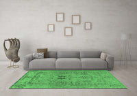 Machine Washable Abstract Emerald Green Modern Rug, wshabs1670emgrn