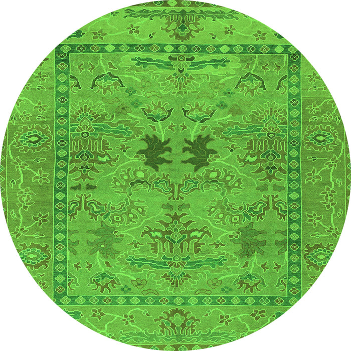 Round Abstract Green Modern Rug, abs1670grn