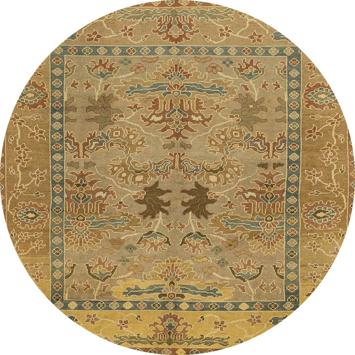 Round Machine Washable Abstract Gold Rug, wshabs1670