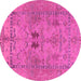 Round Abstract Pink Modern Rug, abs1670pnk