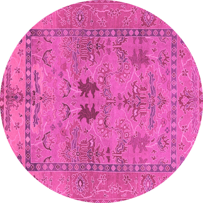 Round Machine Washable Abstract Pink Modern Rug, wshabs1670pnk