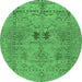 Round Abstract Emerald Green Modern Rug, abs1670emgrn