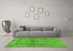 Machine Washable Abstract Green Modern Area Rugs in a Living Room,, wshabs1670grn