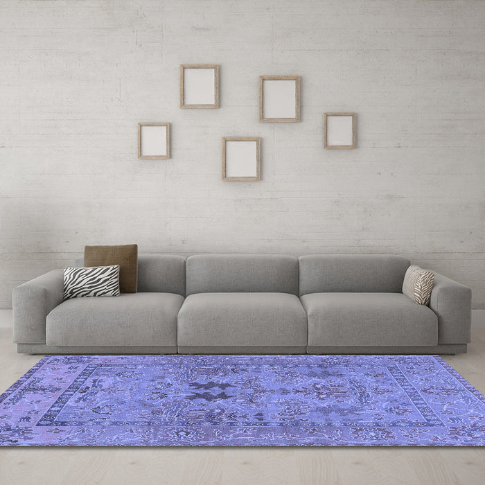 Machine Washable Abstract Blue Modern Rug in a Living Room, wshabs1670blu