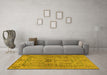 Machine Washable Abstract Yellow Modern Rug in a Living Room, wshabs1670yw