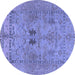 Round Machine Washable Abstract Blue Modern Rug, wshabs1670blu