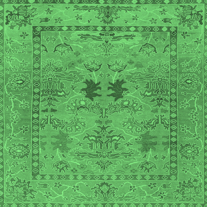 Square Machine Washable Abstract Emerald Green Modern Area Rugs, wshabs1670emgrn