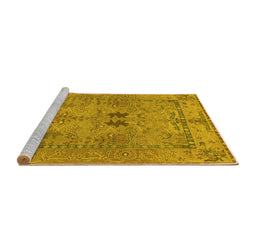 Sideview of Machine Washable Abstract Yellow Modern Rug, wshabs1670yw