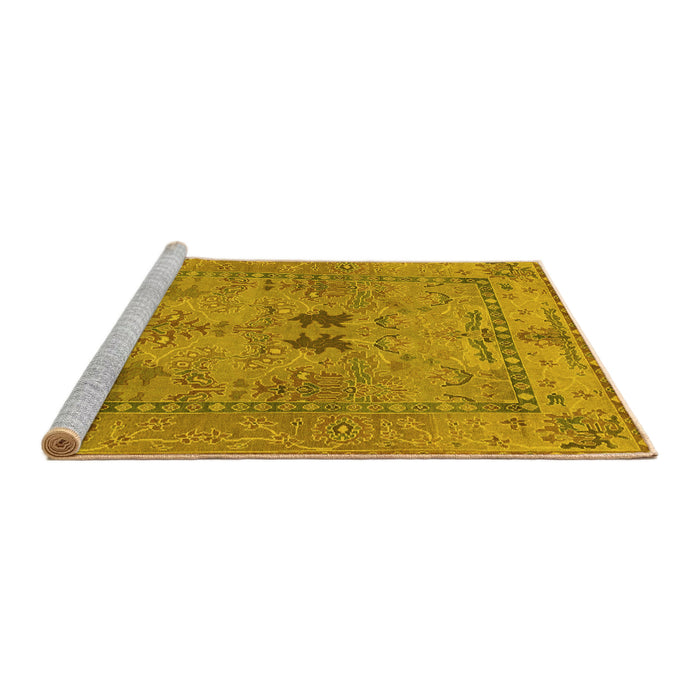 Sideview of Machine Washable Abstract Yellow Modern Rug, wshabs1670yw