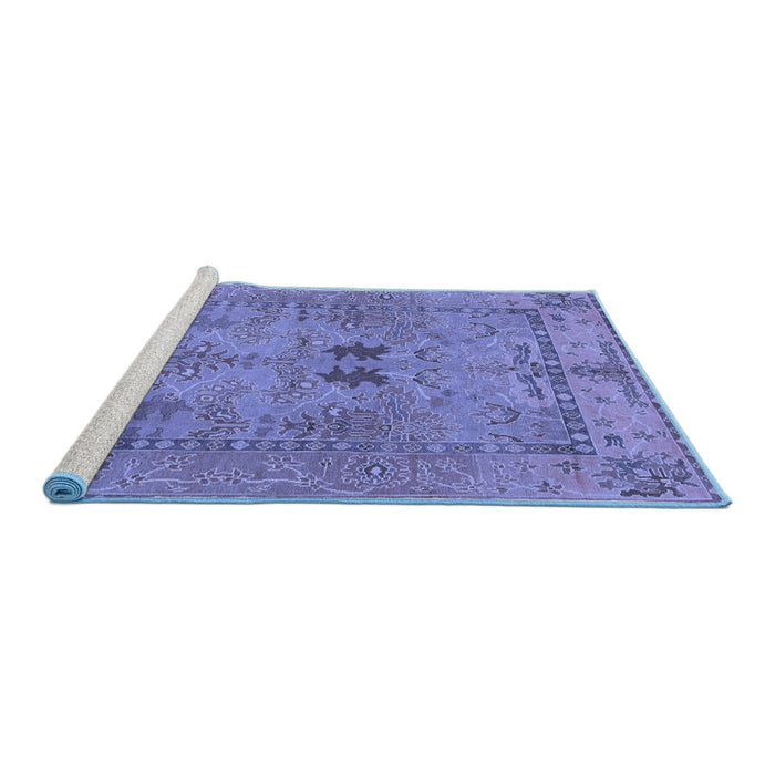 Sideview of Machine Washable Abstract Blue Modern Rug, wshabs1670blu