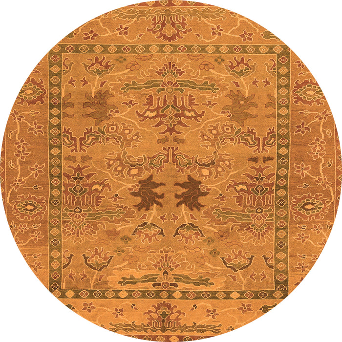 Round Machine Washable Abstract Orange Modern Area Rugs, wshabs1670org