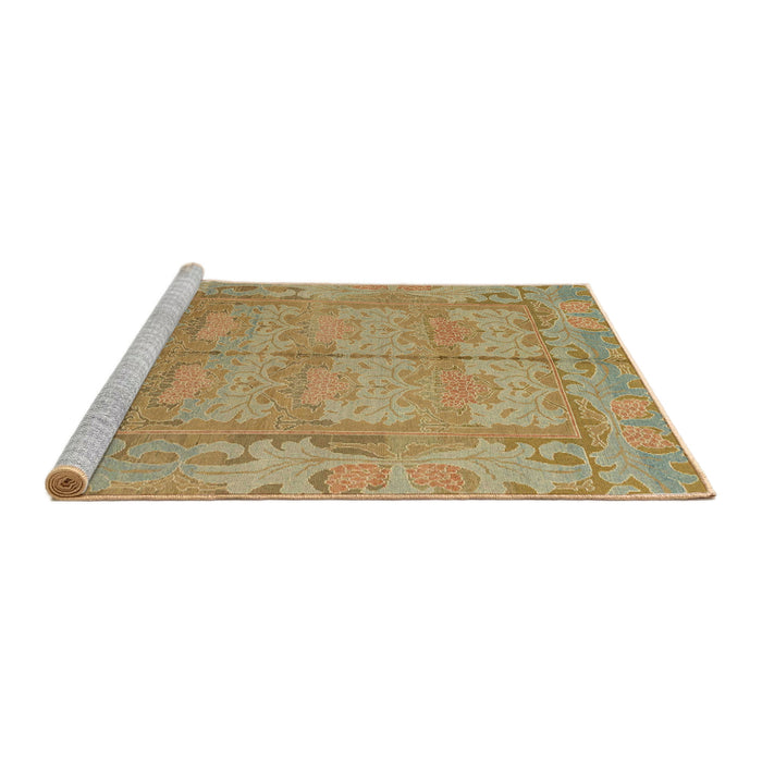 Sideview of Machine Washable Abstract Cinnamon Brown Rug, wshabs1671