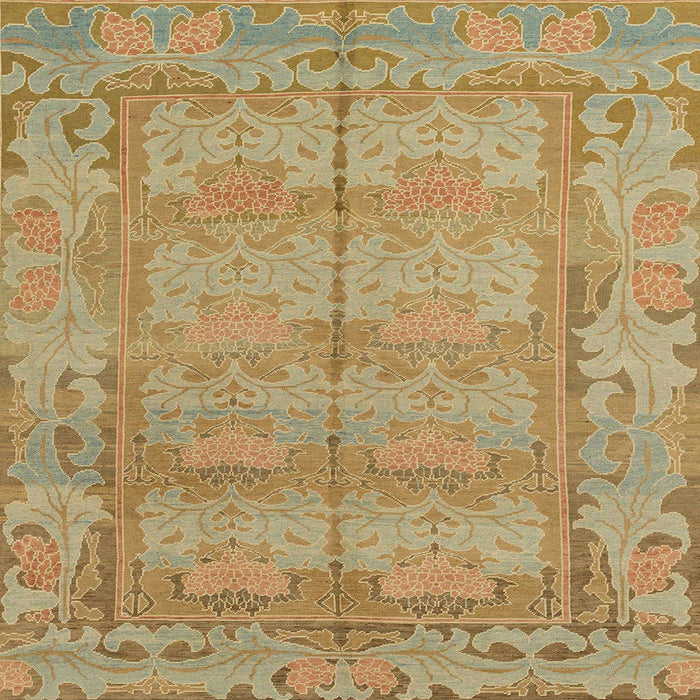 Square Abstract Cinnamon Brown Modern Rug, abs1671