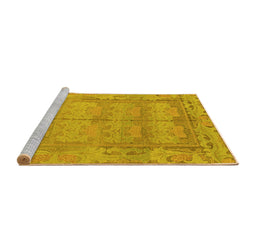 Sideview of Machine Washable Abstract Yellow Modern Rug, wshabs1671yw