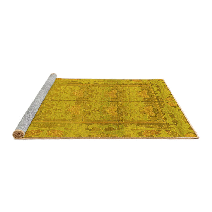 Sideview of Machine Washable Abstract Yellow Modern Rug, wshabs1671yw