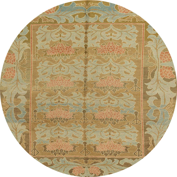 Round Abstract Cinnamon Brown Modern Rug, abs1671