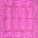 Square Machine Washable Abstract Pink Modern Rug, wshabs1671pnk