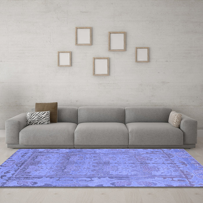 Machine Washable Abstract Blue Modern Rug in a Living Room, wshabs1671blu