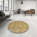 Round Abstract Cinnamon Brown Modern Rug in a Office, abs1671