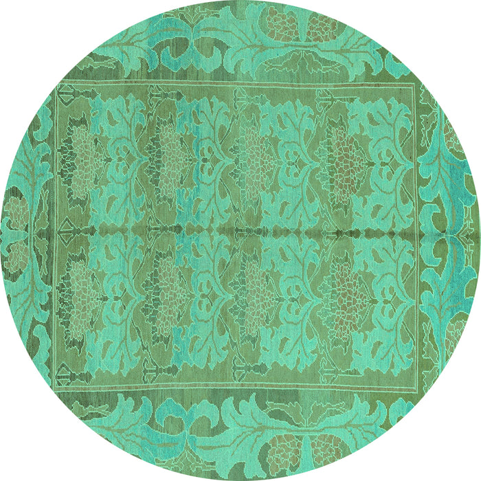 Round Abstract Turquoise Modern Rug, abs1671turq
