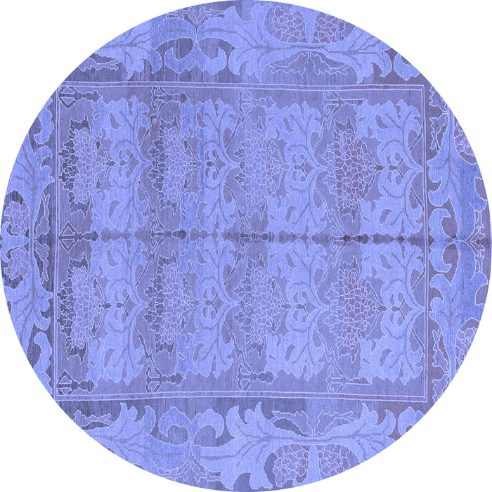 Round Abstract Blue Modern Rug, abs1671blu