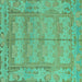 Square Abstract Turquoise Modern Rug, abs1671turq