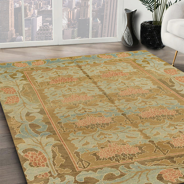 Abstract Cinnamon Brown Modern Rug in Family Room, abs1671