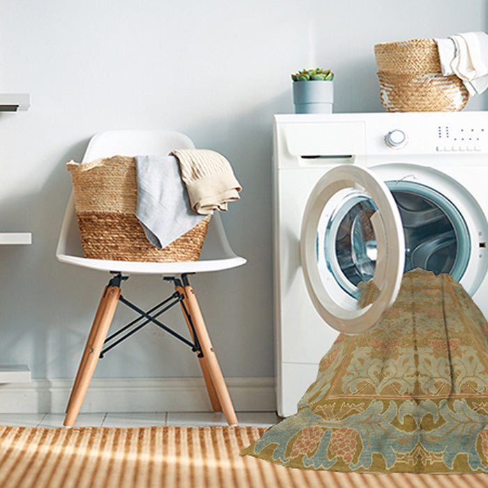 Machine Washable Abstract Cinnamon Brown Rug in a Washing Machine, wshabs1671