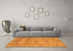 Machine Washable Abstract Orange Modern Area Rugs in a Living Room, wshabs1671org