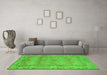 Machine Washable Abstract Green Modern Area Rugs in a Living Room,, wshabs1671grn