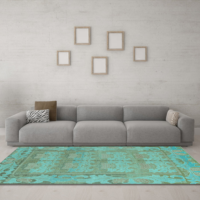 Machine Washable Abstract Light Blue Modern Rug in a Living Room, wshabs1671lblu