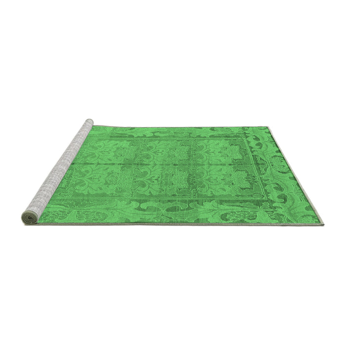 Sideview of Machine Washable Abstract Emerald Green Modern Area Rugs, wshabs1671emgrn