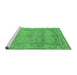 Sideview of Machine Washable Abstract Emerald Green Modern Area Rugs, wshabs1671emgrn