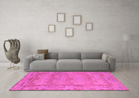 Machine Washable Abstract Pink Modern Rug, wshabs1671pnk