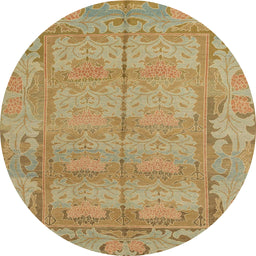 Round Machine Washable Abstract Cinnamon Brown Rug, wshabs1671