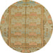 Round Machine Washable Abstract Cinnamon Brown Rug, wshabs1671