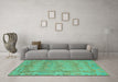 Machine Washable Abstract Turquoise Modern Area Rugs in a Living Room,, wshabs1671turq