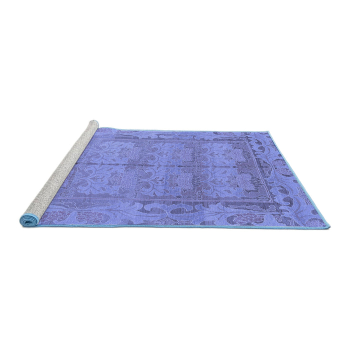 Sideview of Machine Washable Abstract Blue Modern Rug, wshabs1671blu
