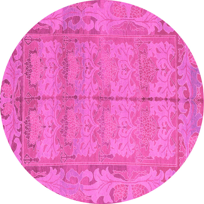 Round Machine Washable Abstract Pink Modern Rug, wshabs1671pnk