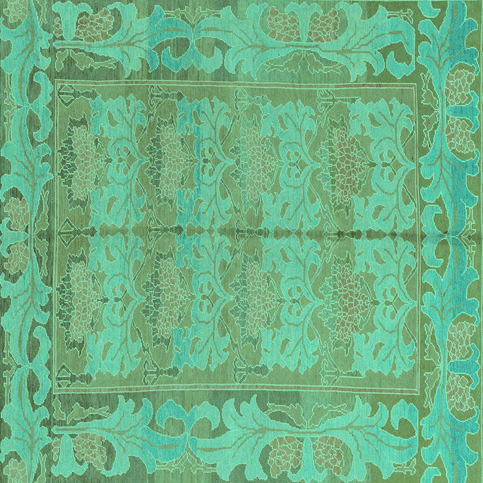 Square Machine Washable Abstract Turquoise Modern Area Rugs, wshabs1671turq