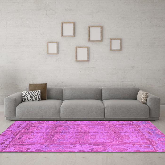 Machine Washable Abstract Purple Modern Area Rugs in a Living Room, wshabs1671pur