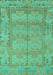 Machine Washable Abstract Turquoise Modern Area Rugs, wshabs1671turq